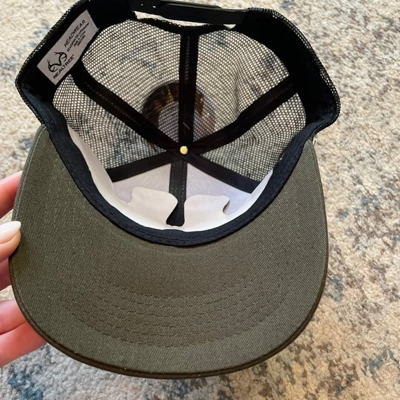 REALTREE | NWT Olive Army Green & Black Mesh Snapback Hat Camo Antler Logo Patch - Picture 5 of 8